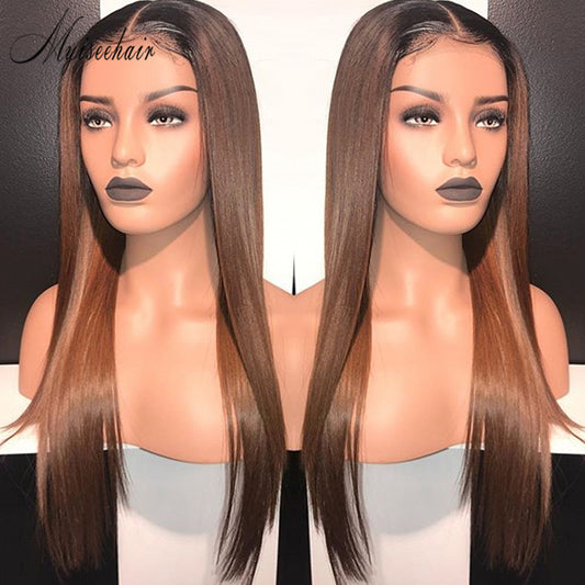 Myiseehair Ombre Brown Color 360 Lace Wigs Silk Straight Hair 100% Human Hair Wig ISEE80