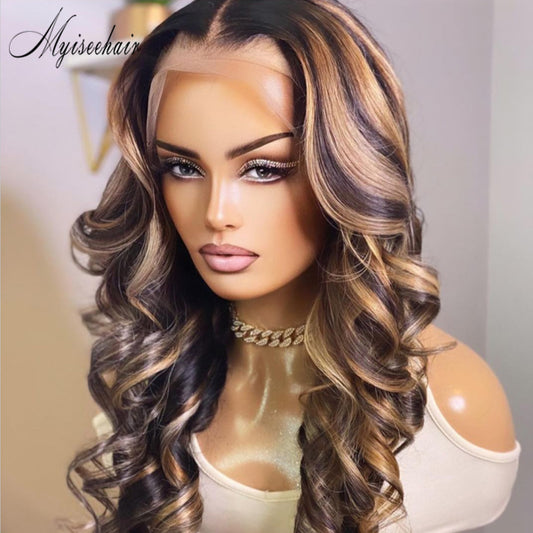 Myiseehair 150% Highlight Color Lace Front Wig Wave hair ISEE103
