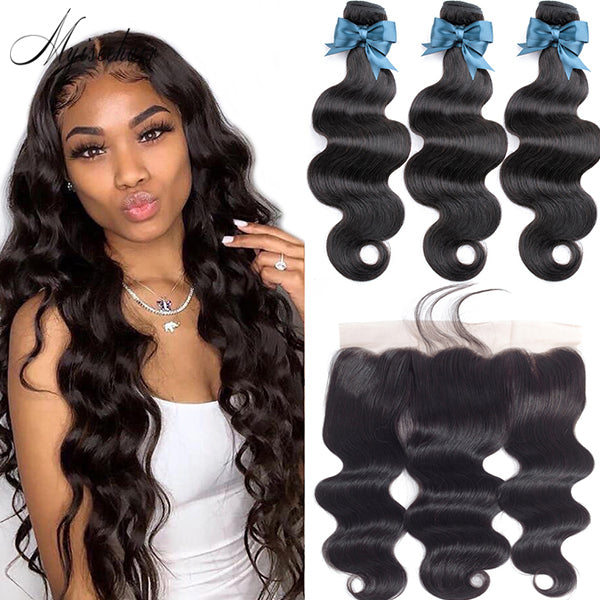 Myiseehair 3 Bundles Brazilian Body Wave 100% Human Hair Weave Remy Hair Extensions Bundles Natural Color