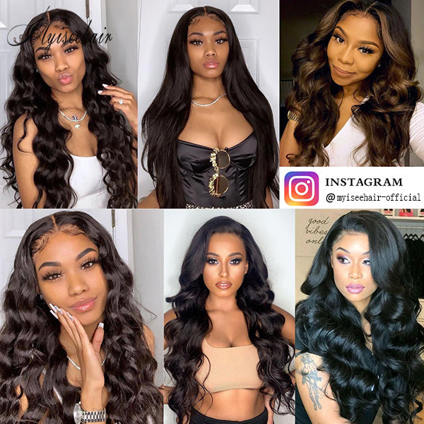 Myiseehair 3 Bundles Brazilian Body Wave 100% Human Hair Weave Remy Hair Extensions Bundles Natural Color