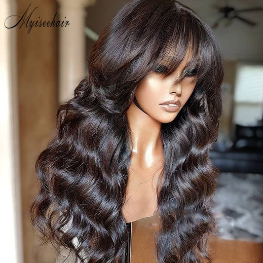 Myiseehair Body Wave 360 Lace Wig Human Hair Wig With Bangs ISEE94