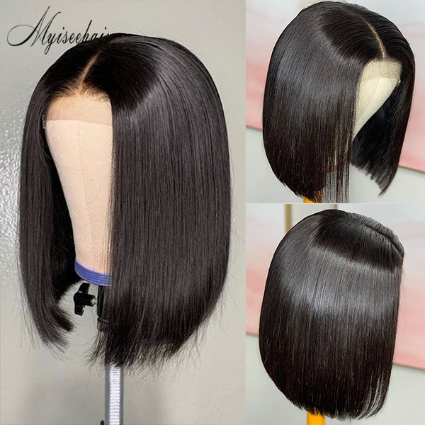 Myiseehair Full Lace Human Hair Wigs Pre Plucked hairline With Baby Hair Bob Wigs ISEE75