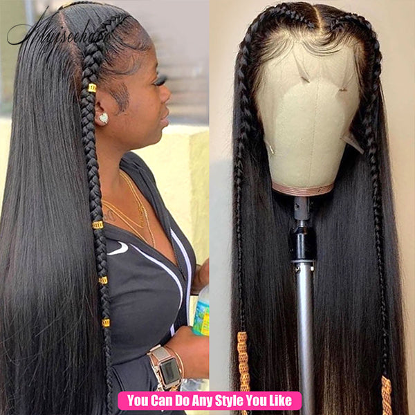 Myiseehair Virgin Brazilian Straight Hair Glueless Full Lace Wig 180% Density Top Quality Natural Hairline With Baby Hair ISEE76