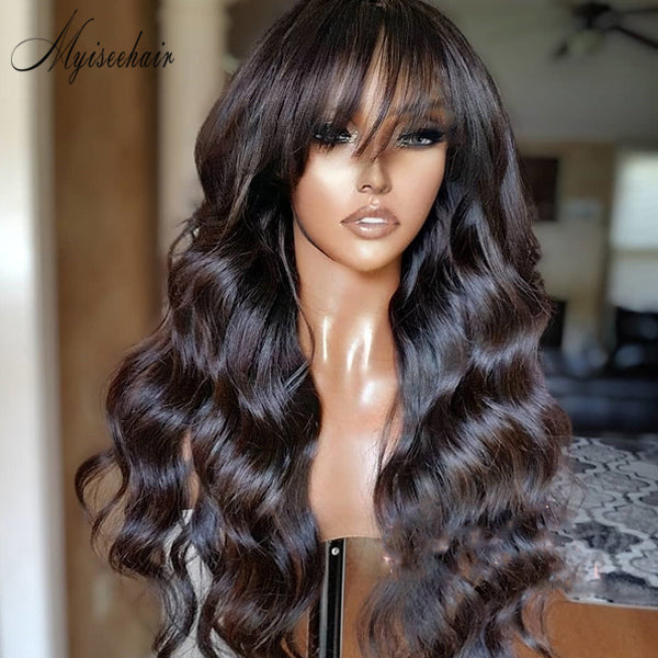 Myiseehair Body Wave 360 Lace Wig Human Hair Wig With Bangs ISEE94