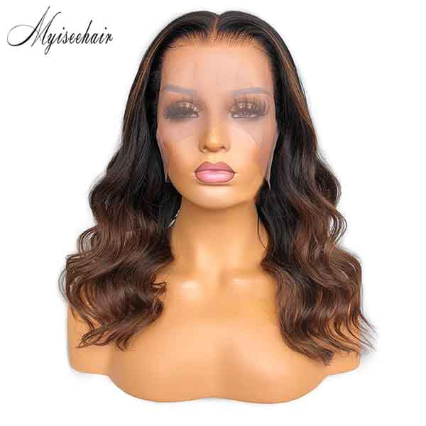 Myiseehair Brazilian Virgin Human Hair Wigs Ombre Color Body Wave 360 Lace Wig ISEE92