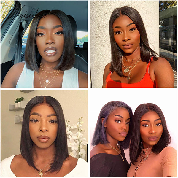 MYISEEHAIR Black Color Bob 360 Lace Frontal Wigs ISEE70
