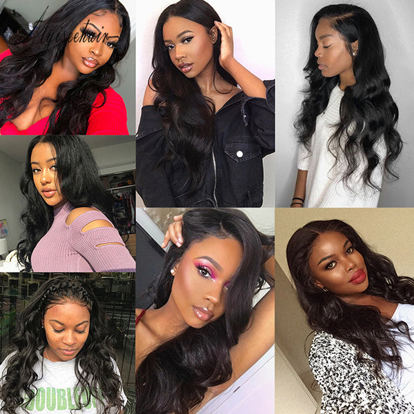 Pre-Plucked Natural Hairline Virgin Peruvian Hair Big Wavy 360 Lace Front Wigs ISEE71