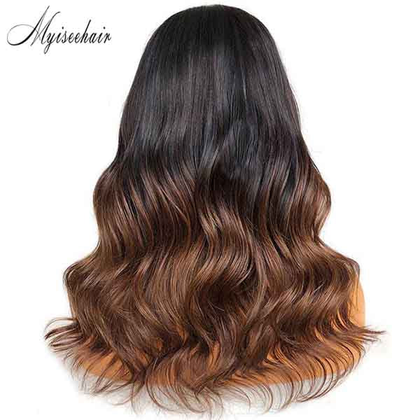 Myiseehair Brazilian Virgin Human Hair Wigs Ombre Color Body Wave 360 Lace Wig ISEE92