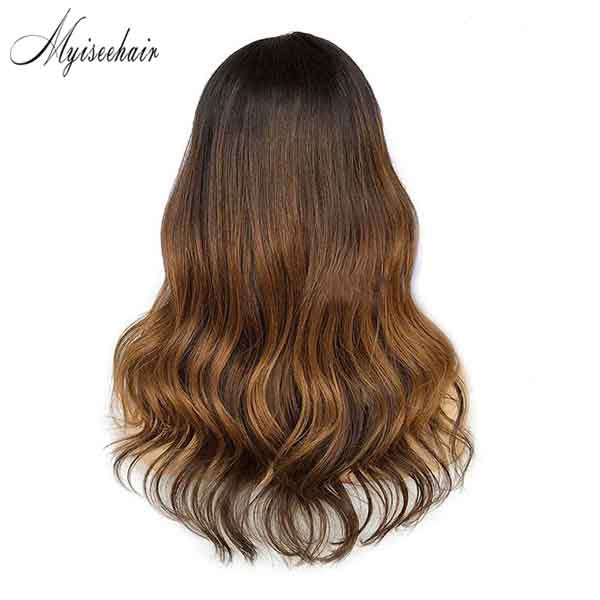 Myiseehair Undetectable HD Lace Unprocessed Virgin Brazilian Human Hair Ombré Color Body Wave 360 Lace Wigs With Fake Scalp For Women ISEE91