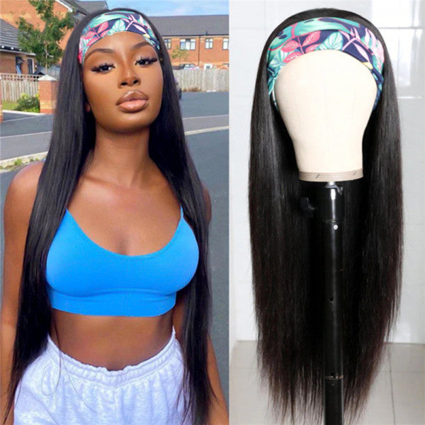 Straight Headband Wigs No Glue Best Virgin Human Hair ISEE102