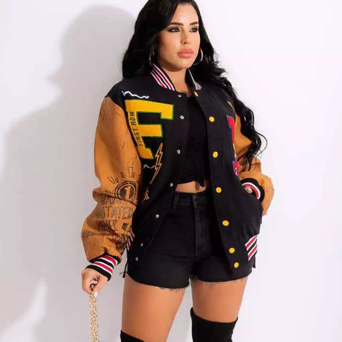 Color blocking Baseball Jacket size L75