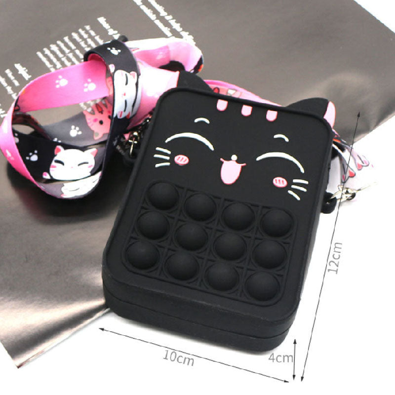 Children's Cat Press Shoulder Bag Silicone Messenger Bag L205