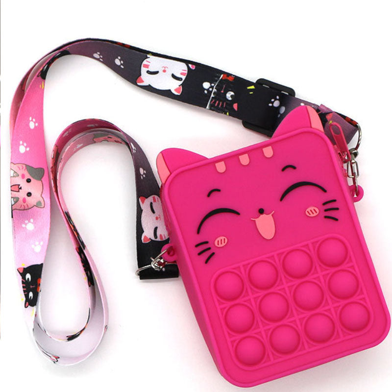 Children's Cat Press Shoulder Bag Silicone Messenger Bag L205
