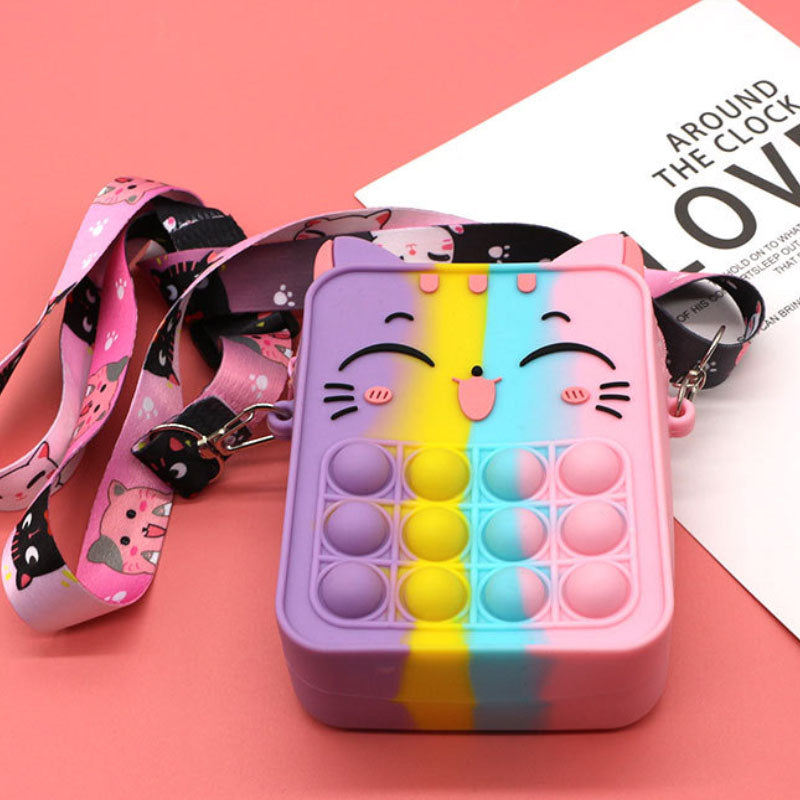 Children's Cat Press Shoulder Bag Silicone Messenger Bag L205