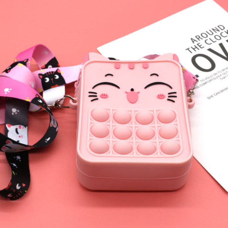Children's Cat Press Shoulder Bag Silicone Messenger Bag L205