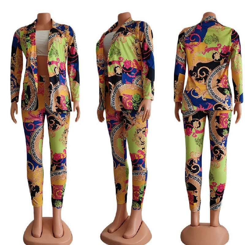 Fashion Casual Suit Retro Commuter Autumn Design Two Piece L172