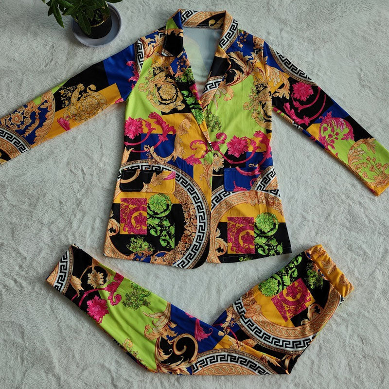 Fashion Casual Suit Retro Commuter Autumn Design Two Piece L172