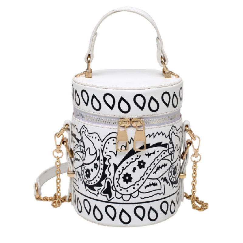 Fashion Painted Drum Bag One Shoulder Crossbody Backpack L182