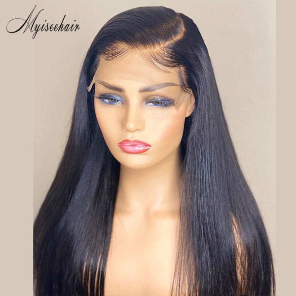 GLUELESS 150% DENSITY STRAIGHT 360 LACE FRONTAL WIGS VIRGIN HUMAN HAIR PRE PLUCKED ISEE09
