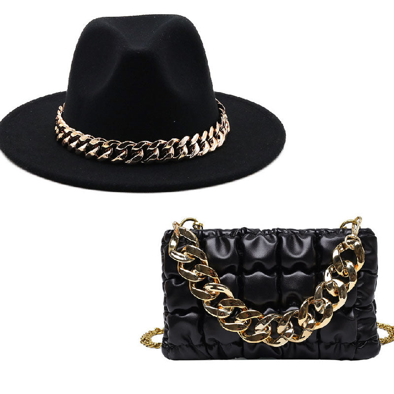 Jazz Topper Big Brim Hat Chain Bag L165