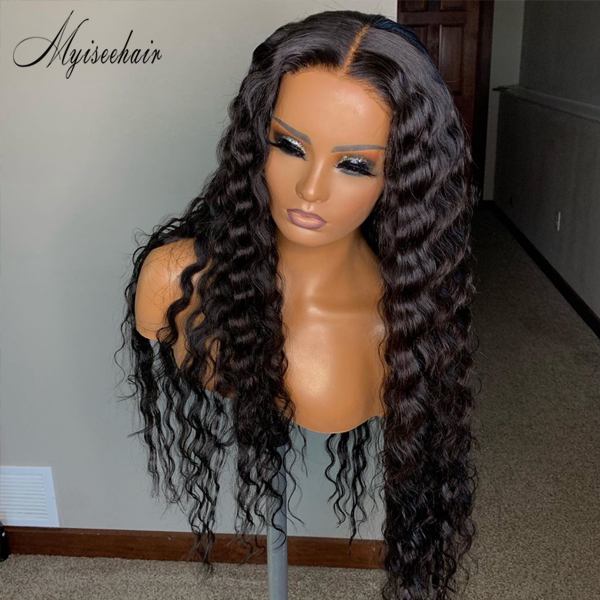 MYISEEHAIR Deep Wave 100% Human Hair Lace Front Wig With Fake Scalp ISEE41