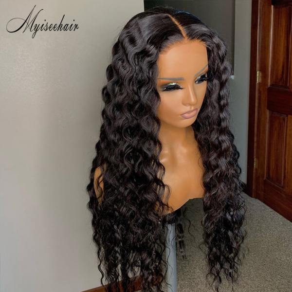 MYISEEHAIR Deep Wave 100% Human Hair Lace Front Wig With Fake Scalp ISEE41