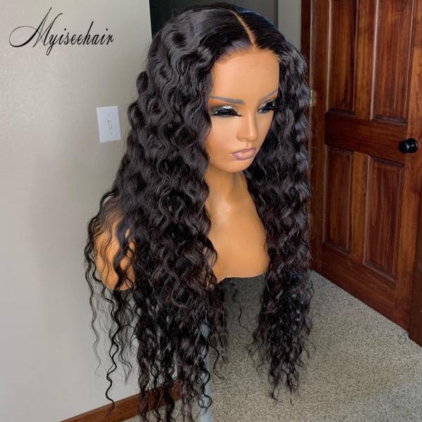 MYISEEHAIR Deep Wave 100% Human Hair Lace Front Wig With Fake Scalp ISEE41