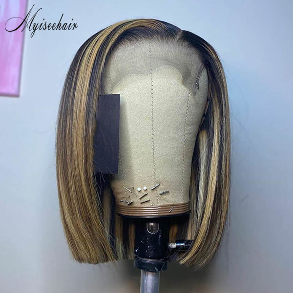 MYISEEHAIR HIGHLIGHTS 360 GLUELESS FRONTAL BOB LACE WIG ISEE51