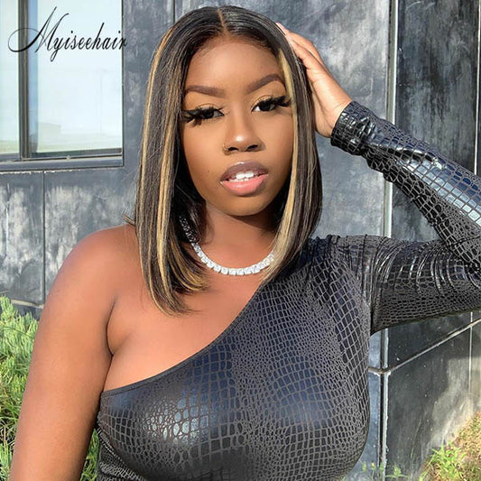 MYISEEHAIR HIGHLIGHTS 360 GLUELESS FRONTAL BOB LACE WIG ISEE51