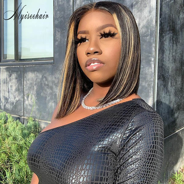 MYISEEHAIR HIGHLIGHTS 360 GLUELESS FRONTAL BOB LACE WIG ISEE51