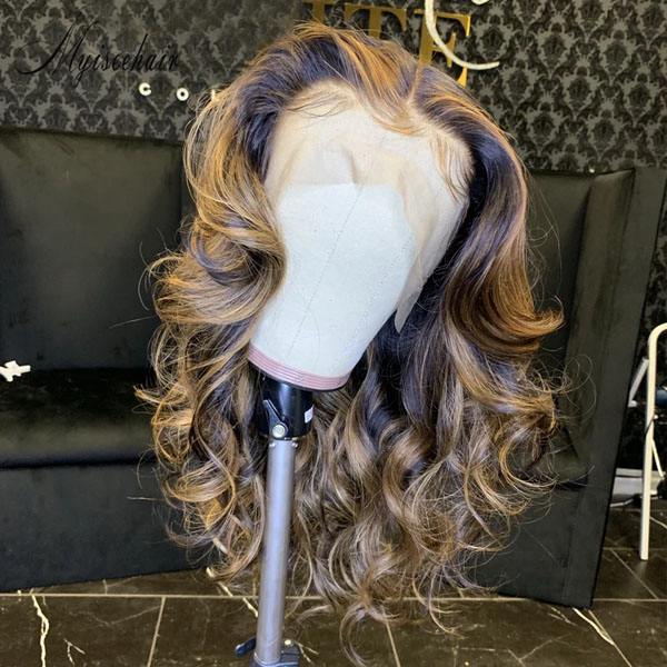 MYISEEHAIR Highlight Blonde Color 180% Density Wavy 136 Lace Front Wig ISEE42