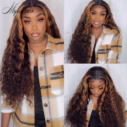 MYISEEHAIR Highlight Color Deep Wave Virgin Human Hair HD Lace Front Wigs ISEE108