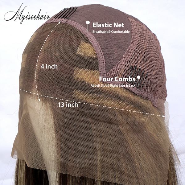 MYISEEHAIR Mix Blonde Color Bob Glueless Full Lace Human Hair Wig ISEE49
