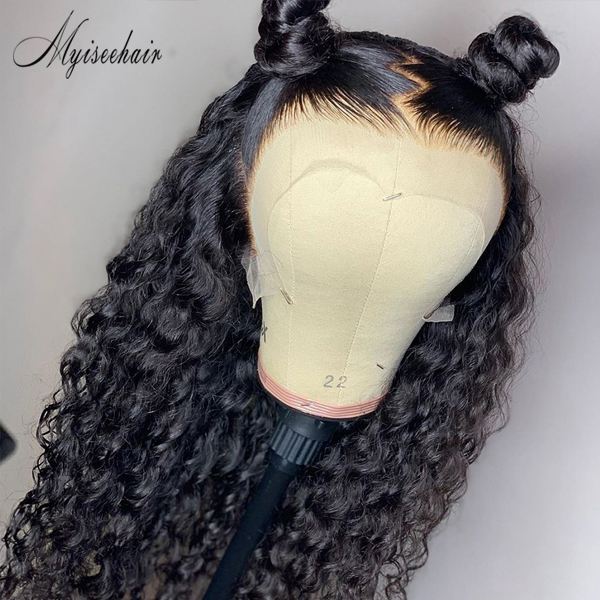 MYISEEHAIR OLIVIA LONG CURLY WIG 360 LACE HUMAN HAIR NATURAL COLOR WITH BLEACHED KNOTS
