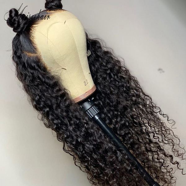 MYISEEHAIR OLIVIA LONG CURLY WIG 360 LACE HUMAN HAIR NATURAL COLOR WITH BLEACHED KNOTS