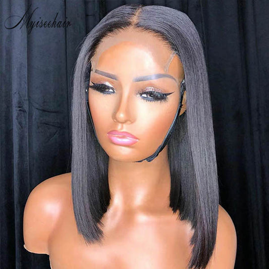 MYISEEHAIR SHORT BOB WIG CUT 360 WIG FREE PARTING BLACK COLOR ISEE58