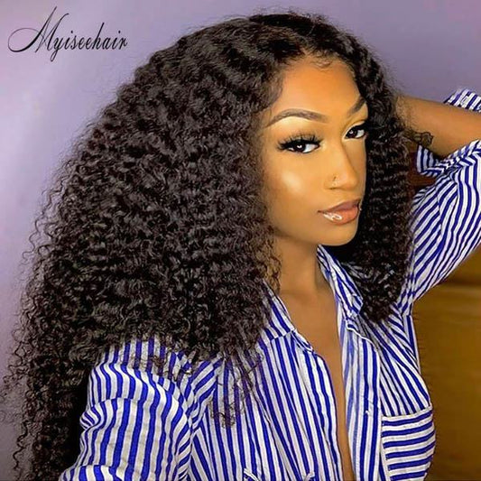 MYISEEHAIR SHORT LENGTH HUMAN HAIR DEEP WAVE 360 LACE WIG PRE PLUCKED ISEE15