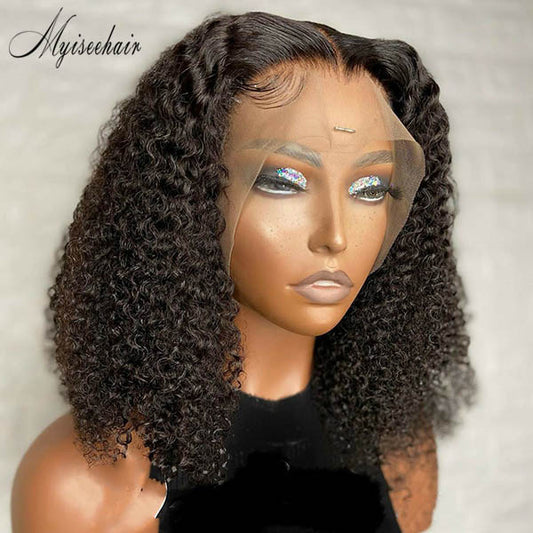 MYISEEHAIR THICK SHORT KINKY CURLY HAIR 360 WIG WITH FAKE SCALP ISEE57