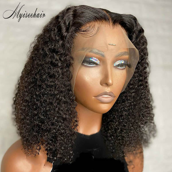 MYISEEHAIR THICK SHORT KINKY CURLY HAIR 360 WIG WITH FAKE SCALP ISEE57