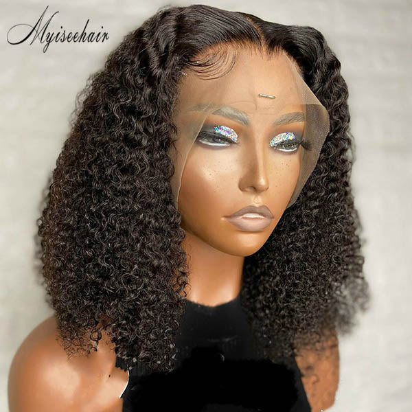 MYISEEHAIR THICK SHORT KINKY CURLY HAIR 360 WIG WITH FAKE SCALP ISEE57