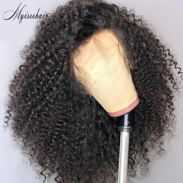 MYISEEHAIR THICK SPIRAL CURLY HD LACE 13*6 LACE FRONT HUMAN HAIR WIG WITH FAKE SCALP ISEE12