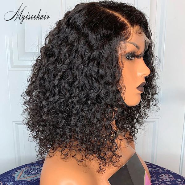 MYISEEHAIR WET AND WAVY WIG LACE FRONT BOB HUMAN HAIR WITH PRE PLUCKED ISEE08