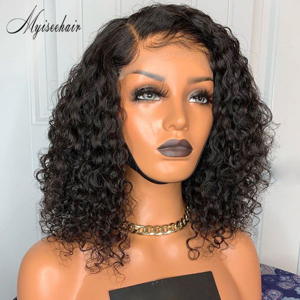 MYISEEHAIR WET AND WAVY WIG LACE FRONT BOB HUMAN HAIR WITH PRE PLUCKED ISEE08