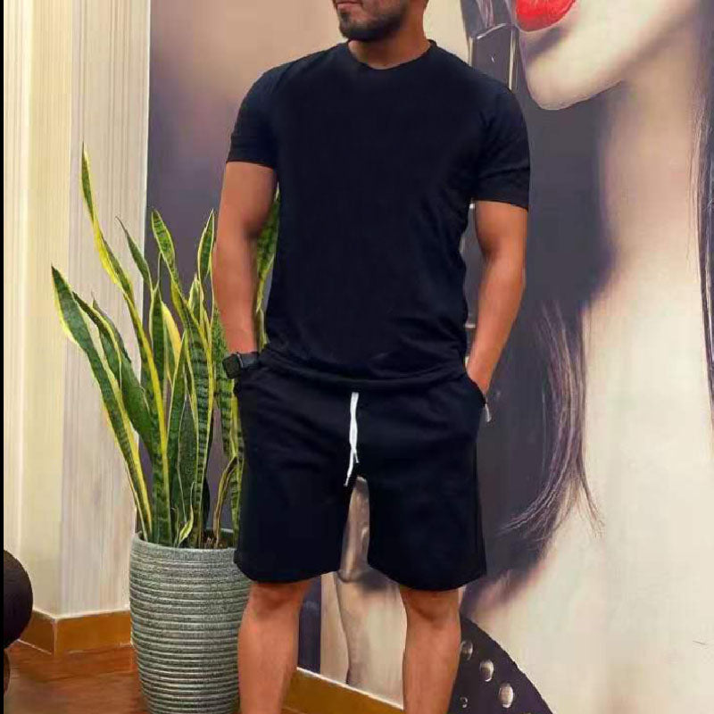 Men's Cotton Short Sleeve Shorts Suit Casual Sportswear L130