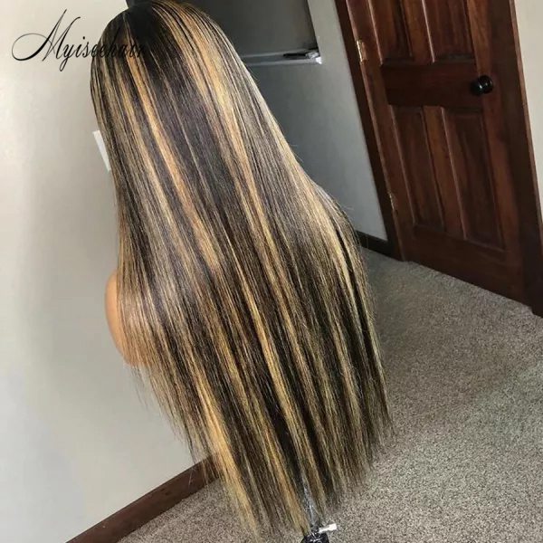 Myiseehair HD Lace Highlight Straight 136 Lace Front Wig Pre plucked Hairline ISEE38