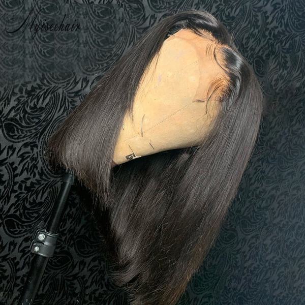 MYISEEHAIR PRE BLEACHED KNOTS BOB WIG VIRGIN HUMAN HAIR 13X6 FRONTAL WIG ISEE16