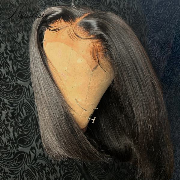 MYISEEHAIR PRE BLEACHED KNOTS BOB WIG VIRGIN HUMAN HAIR 13X6 FRONTAL WIG ISEE16