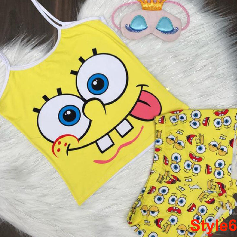 Short Sleeve Casual Cartoon Anime Summer Pants Suits L164