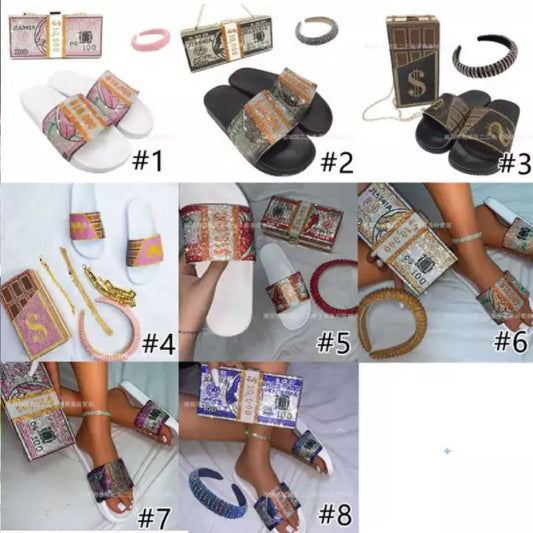 Wholesale Fashion purse&slipper&headband set for women L215