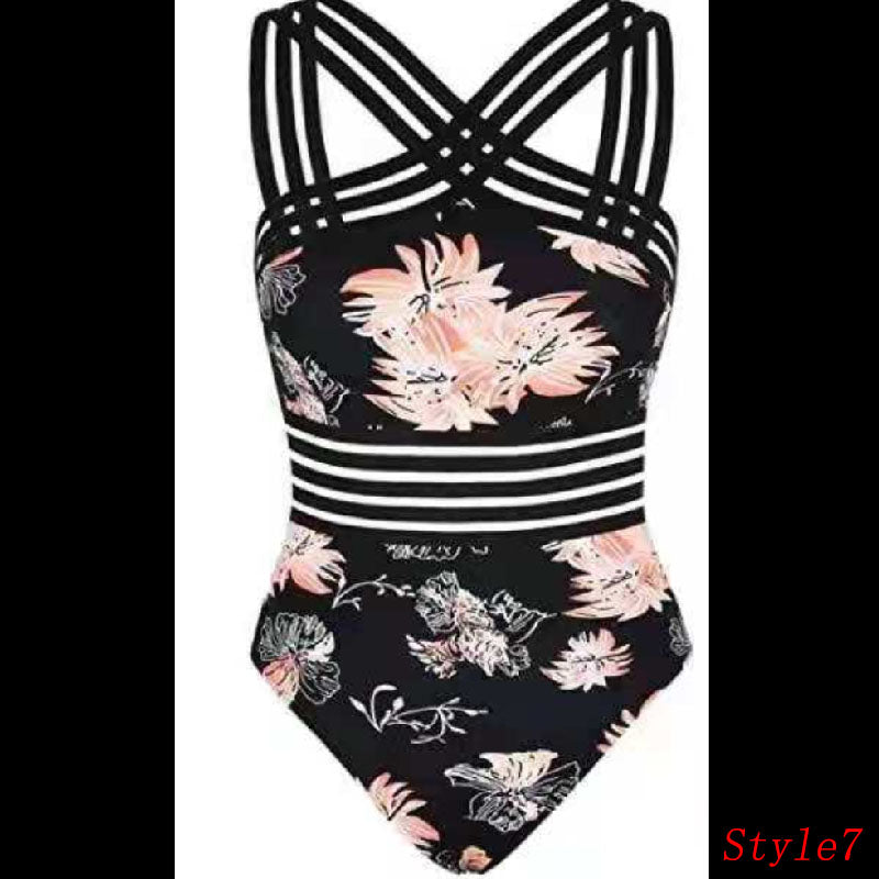 Women's One Piece Swimwear Front Crossover Swimsuits Hollow Bathing Suits L117